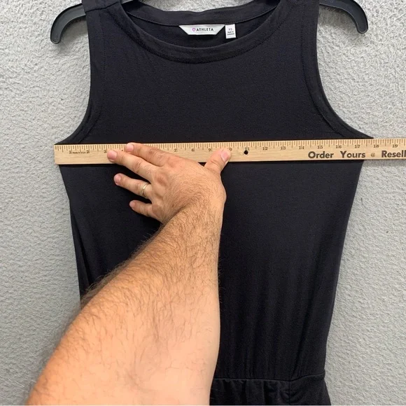 Athleta Westwood Bodycon Dress Black Tiered Waist Ruched Soft Stretch Size XS - Picture 4 of 16